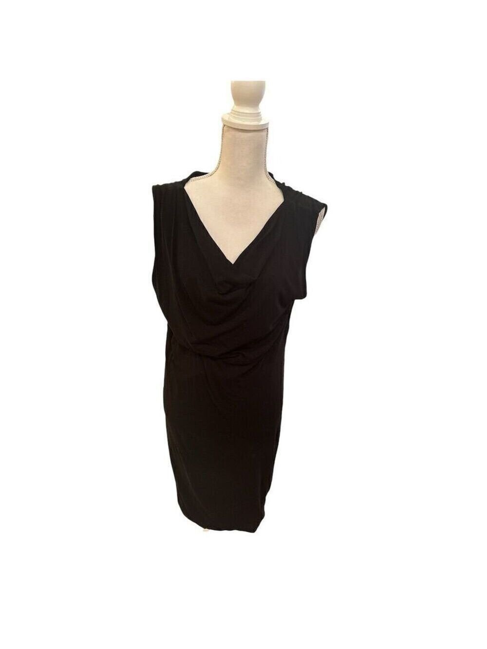 James Perse NWT Women's Black Cowl Neck Sleeveless Sheath Dress Size L